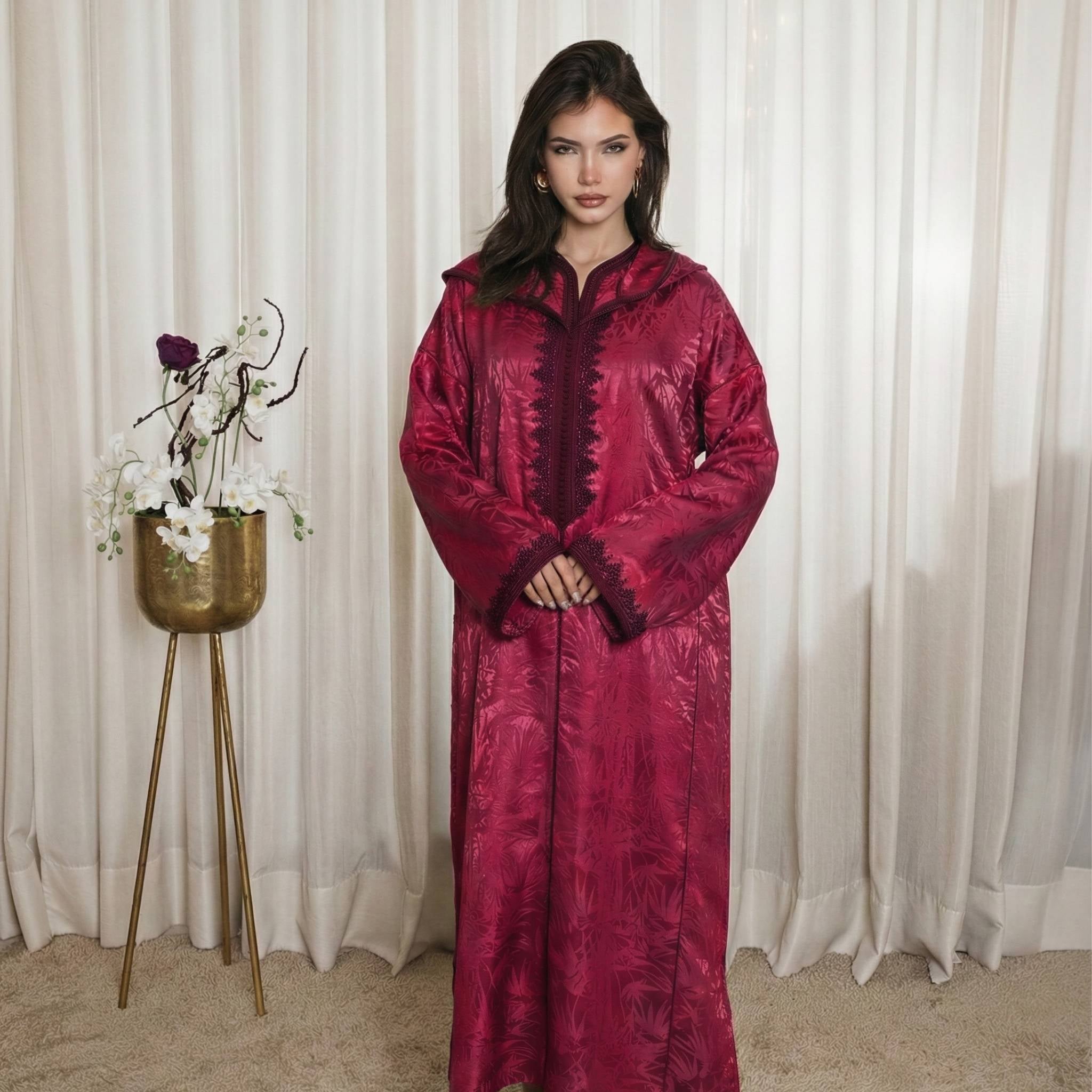 جلابة مغربية ذهبية نسائية