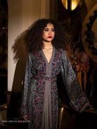 Scarlet Ash Moroccan kaftan bodice with silver shimmer and red embroidery